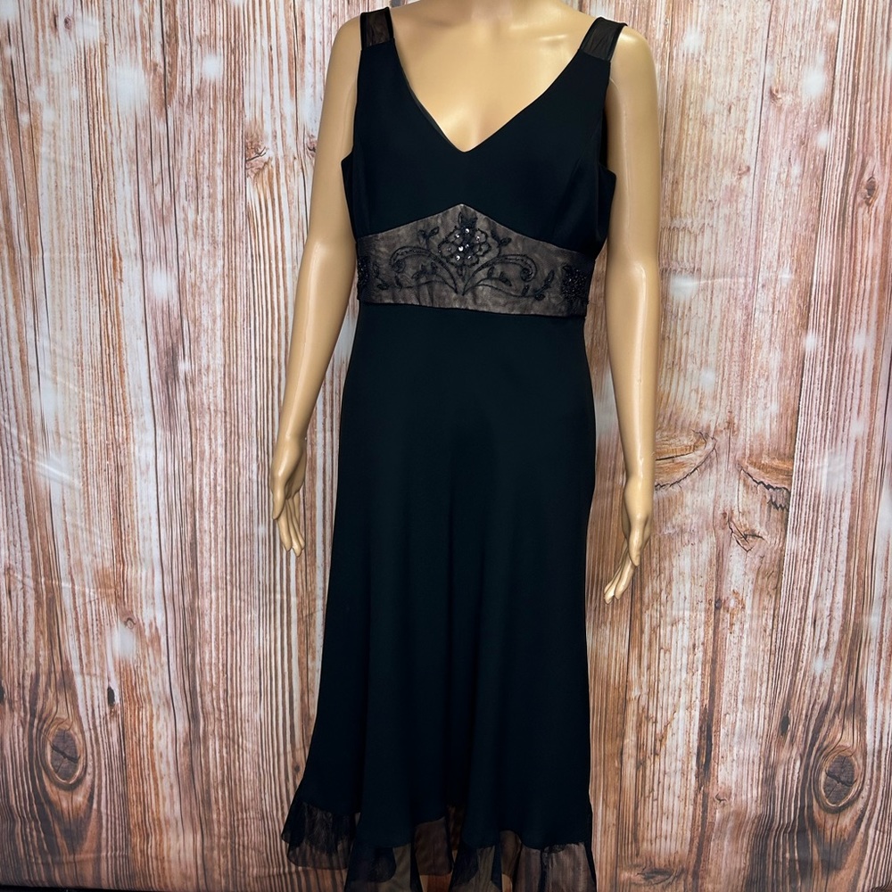 Evan Picone Embroidered Waist Chiffon‎ Dress